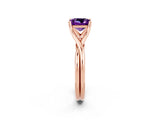 Rose gold Princess Cut Amethyst Solitaire Twist Band Prong Setting Ring_38