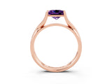 Rose gold Princess Cut Amethyst Solitaire Twist Band Prong Setting Ring_39