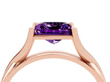 Rose gold Princess Cut Amethyst Solitaire Twist Band Prong Setting Ring_40