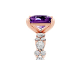 Rose gold Princess Cut Amethyst Solitaire with Side Stones, Pave Band, Four-Prong Setting_41