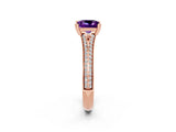 Rose gold Princess Cut Amethyst Split Shank Engagement Ring with Pavé Band_2