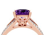 Rose gold Princess Cut Amethyst Split Shank Engagement Ring with Pavé Band_4