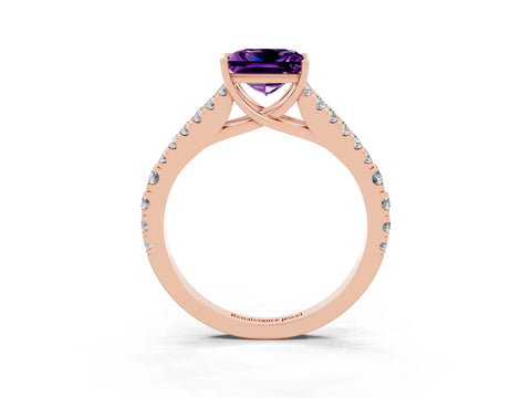 Rose gold Princess Cut Amethyst Split Shank Pavé Engagement Ring with Four-Prong Setting_15