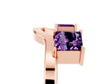 Rose gold Princess Cut Amethyst Two-Stone Open Band Ring with Four-Prong Setting_11