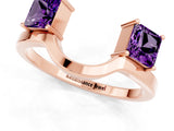 Rose gold Princess Cut Amethyst Two-Stone Open Band Ring with Four-Prong Setting_7