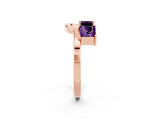 Rose gold Princess Cut Amethyst Two-Stone Open Band Ring with Four-Prong Setting_8