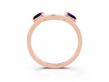 Rose gold Princess Cut Amethyst Two-Stone Open Band Ring with Four-Prong Setting_9