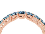 Rose gold Princess Cut Aquamarine Channel-Set Eternity Band with Prong Setting_10