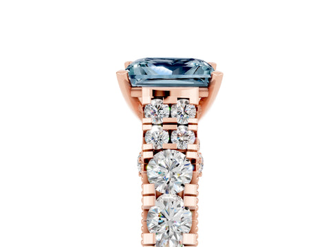 Rose gold Princess Cut Aquamarine Classic Solitaire Ring with Pavé Band and Four-Prong Setting_5