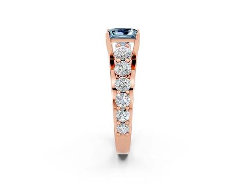 Rose gold Princess Cut Aquamarine Engagement Ring with Pavé Band and Four-Prong Setting_2