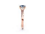 Rose gold Princess Cut Aquamarine Engagement Ring with Side Stone Accents and Four-Prong Setting_41