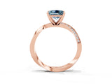Rose gold Princess Cut Aquamarine Engagement Ring with Side Stone Accents and Four-Prong Setting_63