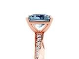 Rose gold Princess Cut Aquamarine Engagement Ring with Side Stone Accents and Four-Prong Setting_65