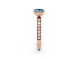 Rose gold Princess Cut Aquamarine Milgrain Pavé Engagement Ring with Four-Prong Setting_14