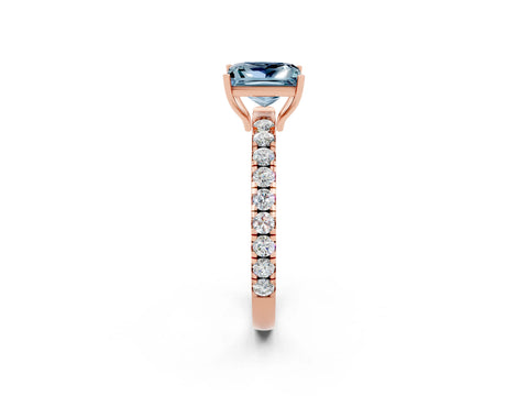 Rose gold Princess Cut Aquamarine Pavé Solitaire Engagement Ring with Four-Prong Setting_14