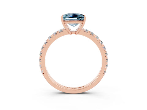 Rose gold Princess Cut Aquamarine Pavé Solitaire Engagement Ring with Four-Prong Setting_15