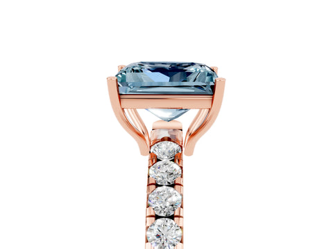 Rose gold Princess Cut Aquamarine Pavé Solitaire Engagement Ring with Four-Prong Setting_17