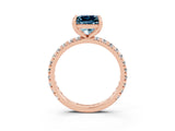 Rose gold Princess Cut Aquamarine Pavé Solitaire Ring with Round Band and Prong Setting_27