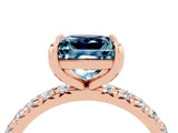 Rose gold Princess Cut Aquamarine Pavé Solitaire Ring with Round Band and Prong Setting_28
