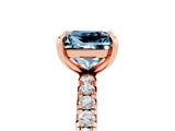Rose gold Princess Cut Aquamarine Pavé Solitaire Ring with Round Band and Prong Setting_29
