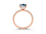 Rose gold Princess Cut Aquamarine Pave Band Solitaire Ring with Four-Prong Setting_27