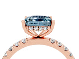 Rose gold Princess Cut Aquamarine Pave Band Solitaire Ring with Four-Prong Setting_28