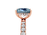 Rose gold Princess Cut Aquamarine Pave Band Solitaire Ring with Four-Prong Setting_29