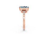 Rose gold Princess Cut Aquamarine Ring with Side Stones and Four-Prong Setting_38