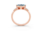 Rose gold Princess Cut Aquamarine Ring with Side Stones and Four-Prong Setting_39