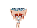 Rose gold Princess Cut Aquamarine Ring with Side Stones and Four-Prong Setting_41