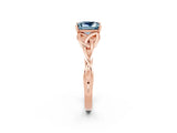 Rose gold Princess Cut Aquamarine Solitaire Celtic Knot Ring with Four-Prong Setting_14