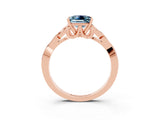 Rose gold Princess Cut Aquamarine Solitaire Celtic Knot Ring with Four-Prong Setting_15