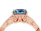 Rose gold Princess Cut Aquamarine Solitaire Celtic Knot Ring with Four-Prong Setting_16