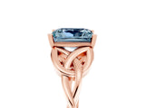 Rose gold Princess Cut Aquamarine Solitaire Celtic Knot Ring with Four-Prong Setting_17