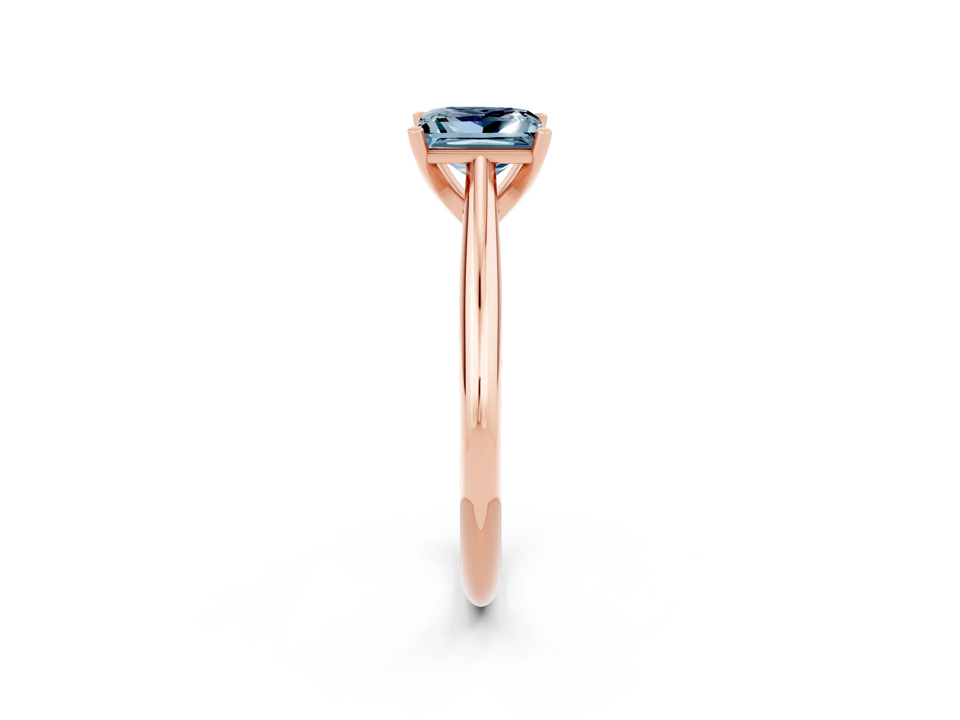 Rose gold Princess Cut Aquamarine Solitaire Engagement Ring with Cathedral Setting and Four-Prong Mount_14