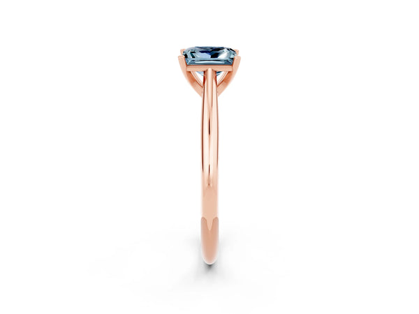Rose gold Princess Cut Aquamarine Solitaire Engagement Ring with Cathedral Setting and Four-Prong Mount