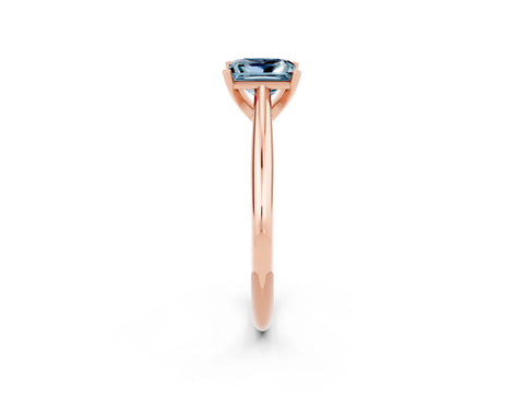 Rose gold Princess Cut Aquamarine Solitaire Engagement Ring with Cathedral Setting and Four-Prong Mount_14