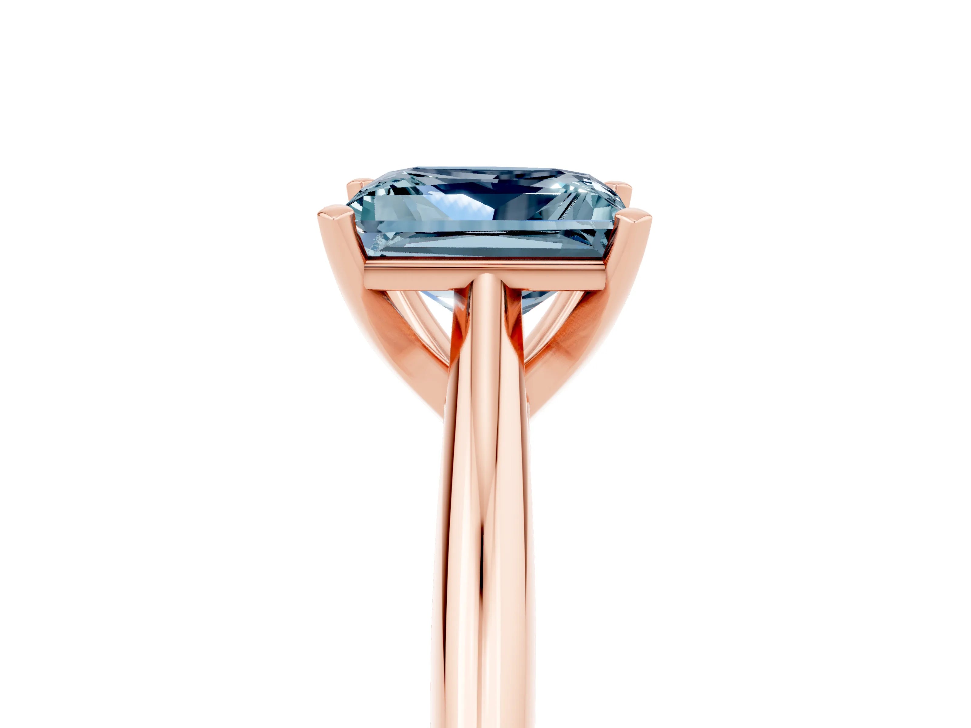 Rose gold Princess Cut Aquamarine Solitaire Engagement Ring with Cathedral Setting and Four-Prong Mount_17