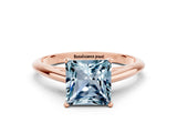Rose gold Princess Cut Aquamarine Solitaire Engagement Ring with Cathedral Setting and Four-Prong Mount_18