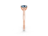 Rose gold Princess Cut Aquamarine Solitaire Engagement Ring with Cathedral Setting and Four-Prong Mount_20