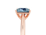 Rose gold Princess Cut Aquamarine Solitaire Engagement Ring with Cathedral Setting and Four-Prong Mount_23