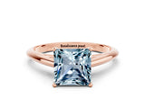 Rose gold Princess Cut Aquamarine Solitaire Engagement Ring with Cathedral Setting and Four-Prong Mount_24