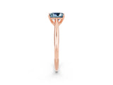 Rose gold Princess Cut Aquamarine Solitaire Engagement Ring with Cathedral Setting and Four-Prong Mount_26