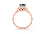 Rose gold Princess Cut Aquamarine Solitaire Engagement Ring with Cathedral Setting and Four-Prong Mount_27