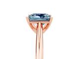 Rose gold Princess Cut Aquamarine Solitaire Engagement Ring with Cathedral Setting and Four-Prong Mount_29