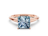 Rose gold Princess Cut Aquamarine Solitaire Engagement Ring with Cathedral Setting and Four-Prong Mount_84