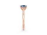 Rose gold Princess Cut Aquamarine Solitaire Engagement Ring with Cathedral Setting and Four-Prong Mount_86