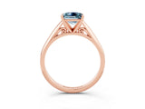 Rose gold Princess Cut Aquamarine Solitaire Engagement Ring with Cathedral Setting and Four-Prong Mount_87