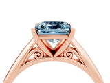 Rose gold Princess Cut Aquamarine Solitaire Engagement Ring with Cathedral Setting and Four-Prong Mount_88