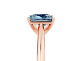 Rose gold Princess Cut Aquamarine Solitaire Engagement Ring with Cathedral Setting and Four-Prong Mount_89